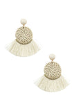 Round woven fringe drop earring