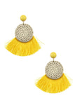 Round woven fringe drop earring