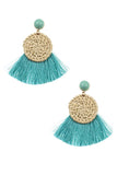 Round woven fringe drop earring