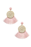 Round woven fringe drop earring