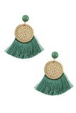 Round woven fringe drop earring