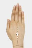 Gem stone cross hand chain