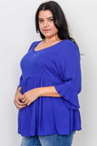 Plus Size Front Drawstring Baby Doll Top