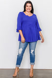 Plus Size Front Drawstring Baby Doll Top