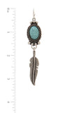 Oval Shape Feather Dangle Post Drop Earring