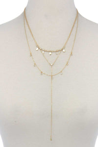 Hammered Teardrop Shape Dangle Layered Necklace