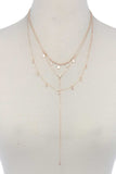 Hammered Teardrop Shape Dangle Layered Necklace