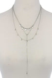 Hammered Teardrop Shape Dangle Layered Necklace